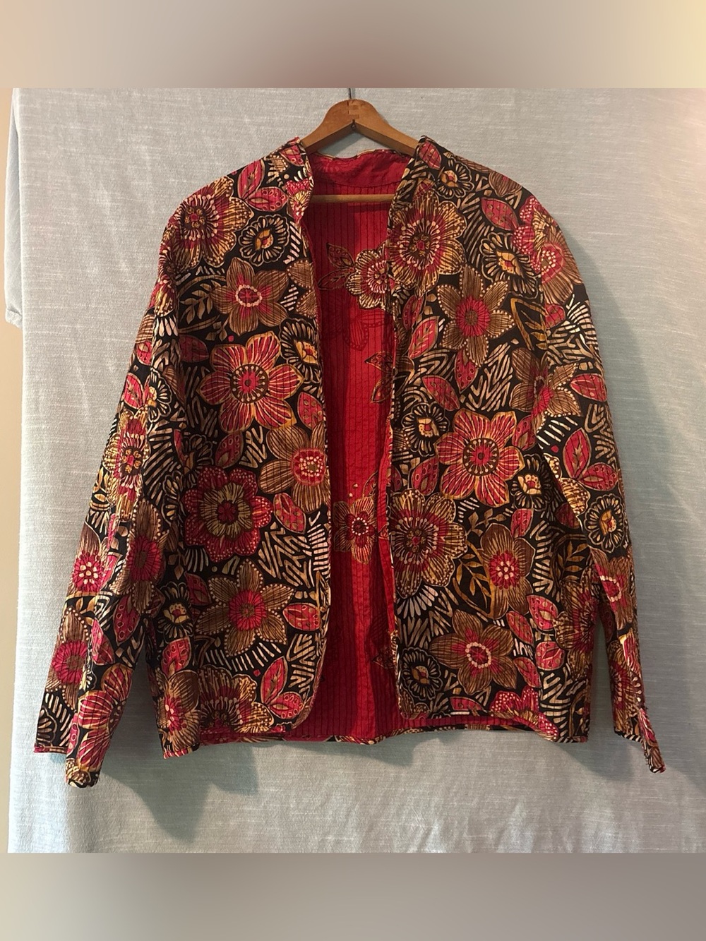 Alfred Dunner Jacket Open Reversible Long Sleeve Pink Floral Women’s Sz “XL-1X”